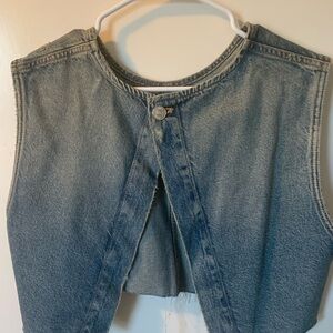Zara Washed Blue Denim Vest